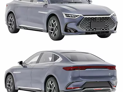 Gray Sedan Showcasing Front And Rear Views 3d model