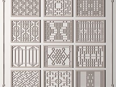 New Chinese-style openwork window grilles pane model