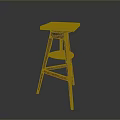 Vintage Wooden High Stool With Square Seat And Rustic Design Legs