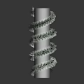Festive Decorative Column Furniture Design With Spiral Green Garland And Colorful Lights
