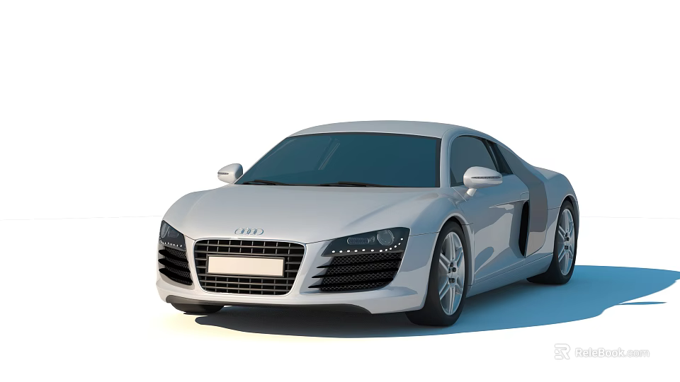 Silver Audi R8 Sports Car With Sleek Modern Design And Aerodynamic Body 3d model 