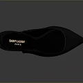 Black Slingback High Heels With Gold YSL Logo And Pointed Toe Design 3d model
