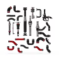 Plumbing Pipe Fittings Collection Of Various Types And Shapes With Red Black Connectors