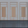 Three Wooden Hinged Doors with Frame Structure in Modern Interior Setting 3d model