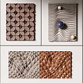 Modern Wall Decor with Geometric Patterns Textured Surfaces and Spherical Accents 3d model