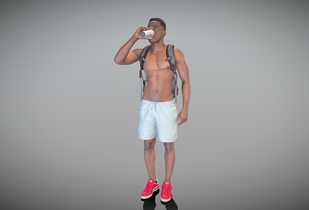 Sports men drink water people fitness people 3d model