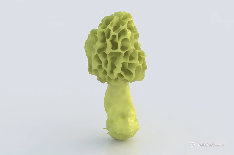 Green Mushroom Shaped Sculpture with Honeycomb Pattern Surface and Artistic Design 3d model 