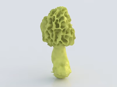 Green Mushroom Shaped Sculpture with Honeycomb Pattern Surface and Artistic Design 3d model