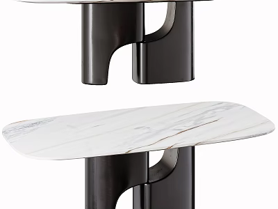 Modern Dining Table with White Marble Top and Black Curved Legs in Contemporary Design 3d model