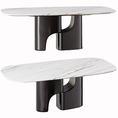 Modern Dining Table with White Marble Top and Black Curved Legs in Contemporary Design 3d model