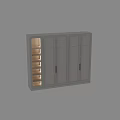 Modern White Wardrobe Design With Glass Panels And Metal Handles