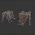 Two Brown Fabric Covered Furniture Stools With Soft Texture And Simple Design