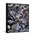 Natural Style Botanical Painting With Gray Blue Brown Leaves And Detailed Texture