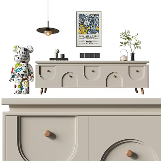 Modern Cream Style TV Cabinet Decorative Ornaments 3d model