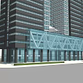 Modern High Rise Office Building With Glass Facade And Entrance Design