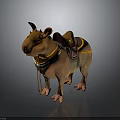 Brown Mythical Creature With Red Saddle Yellow Collar And Decorative Reins