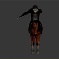 Man Riding Red Horse With Black Mane And Tail On White Background