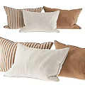 Simple Linen Decorative Pillows With Striped Beige And Brown Colors For Home Sofa