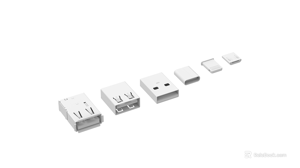 White Mobile Digital Accessories Collection With Chargers USB Adapters And Plugs 3d model 