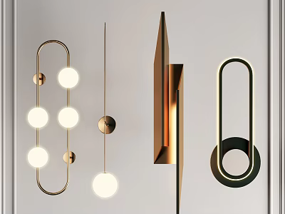 Modern Wall Lamps With Metal Frame Round Light Balls And Geometric Shapes For Interior Decor 3d model