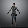 Workwear Character In Gray Hooded Jacket Blue Cargo Pants Knee Pads Tool Belt Brown Boots