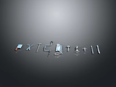Various Professional Equipment Tools And Hardware Accessories On 3d model