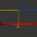 Playground Spinning Platform With Colorful Railings Red Base And Wooden Surface