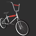 BMX Bike With White Frame Red Handlebars And Black Seat Large Spoked Wheels