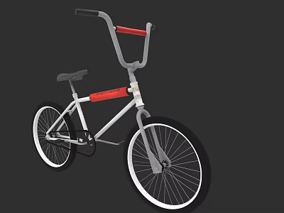 BMX Bike With White Frame Red Handlebars And Black Seat Large Spoked Wheels 3d model