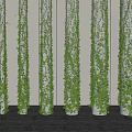 Green Vines Climbing on White Columns with Light Colored Walls and Gray Floor