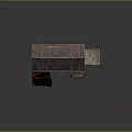 Weathered Wooden House Featuring Rusty Corrugated Iron Roof Cloth Curtain And Wooden Ladder Structure