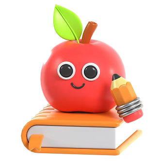Modern Apple Book Pencil Cartoon Apple 3d model