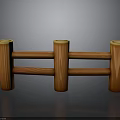 Wooden Outdoor Garden Fence With Cylindrical Posts And Horizontal Rails