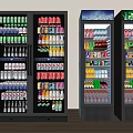 Glass Door Display Refrigerators Stocked With Various Beverages For Retail 3d model