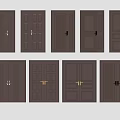 Dark Brown Security Doors With Multiple Panel Designs Single And Double Door Styles 3d model