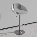 Modern Gray Bar Stool With Adjustable Height Metal Base And Curved Seat
