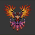 Mythical Phoenix With Flame Like Wings And Colorful Feathers In Standing Pose