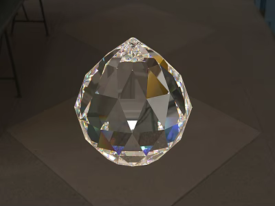 Crystal Chandelier with Transparent Faceted Crystal Pendant and Sparkling Light Effect 3d model