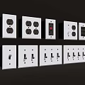 White Electrical Switch Panels With Various Socket And Switch Configurations
