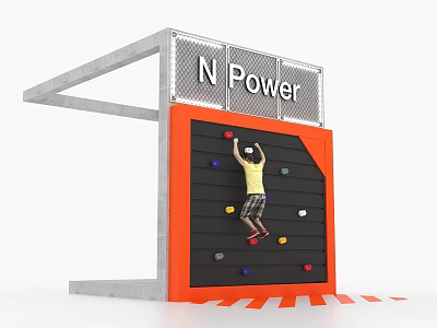 N Power Climbing Wall Featuring Person Climbing On Black Orange Surface With Colored Holds 3d model