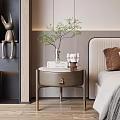 Elegant Entryway Console Table With Decorative Figurines Small Green Plant And Wooden Drawer