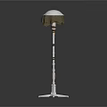 Modern Floor Lamp With White Lampshade Brown Pole And White Base