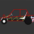 3D Model Race Car Frame With Red Yellow Structure White Seat And Black Wheels