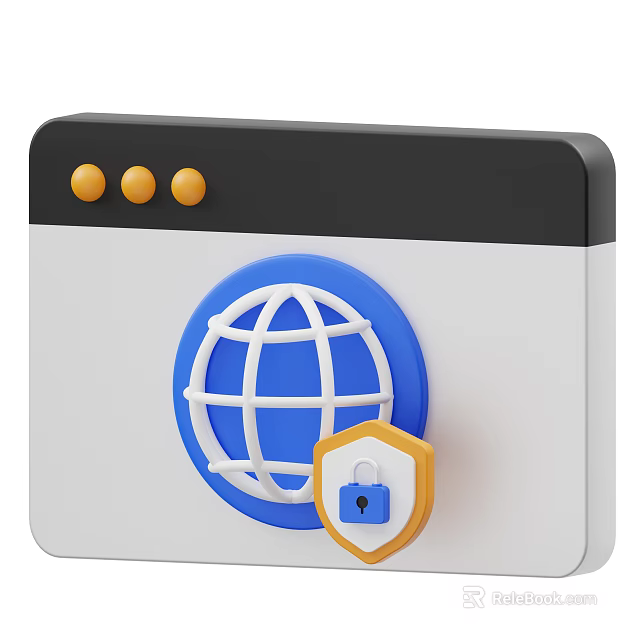 Computer Interface Display With Blue Globe Icon And Security Lock Shield 3d model 