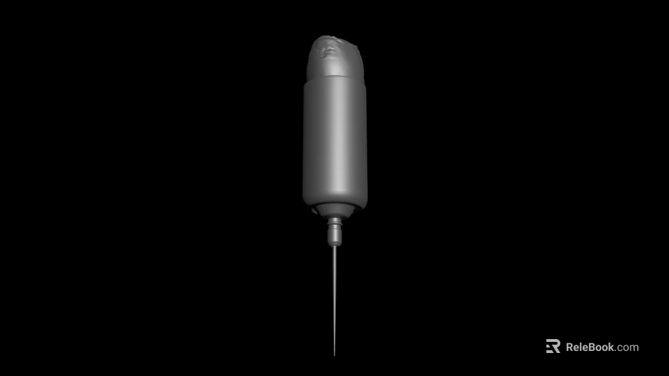 Grey Cylindrical Device With Slender Metal Needle And Sharp Tip 3d model 