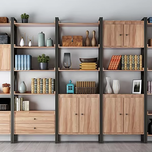 Industrial LOFT Bookcase Decorative Cabinet 3d model