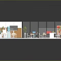Studio Music Room Classroom Blackboard Chair Table Art Creation Art Creation Art Classroom 3d model