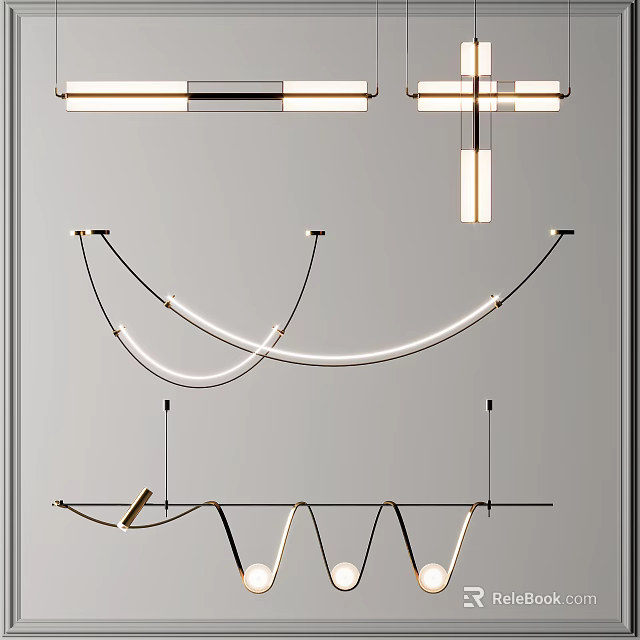 Stylish Modern Pendant Lights With Curved Lines And Contemporary Design Elements 3d model 