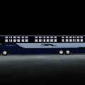 Greyhound Blue Long Distance Bus With Large Windows White Stripe And Panther Graphic