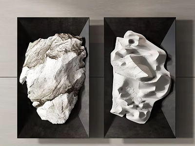 Modern Wall Decor With Black Frames And White 3D Textured Sculptures 3d model